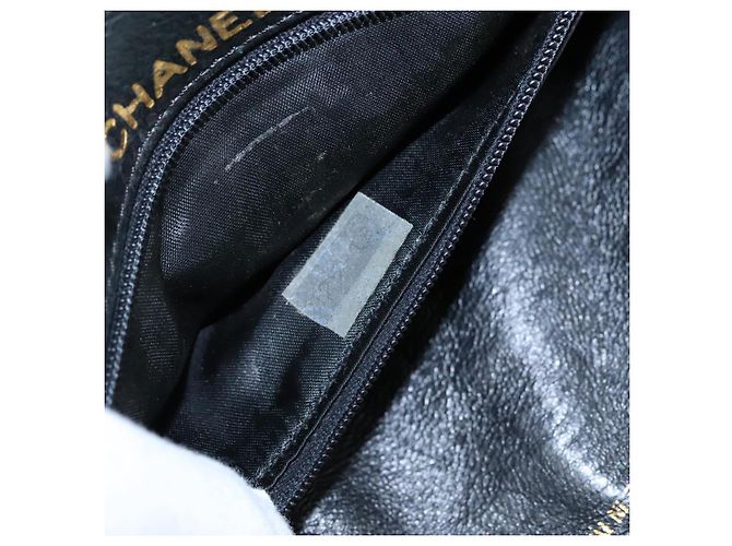 Borsa a spalla con catena CHANEL in pelle nera CC Auth 106420 Nero - vista 12