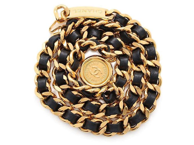 Cinturón de cadena Chanel 31 Cambon moneda marca Coco Negro - vista 3