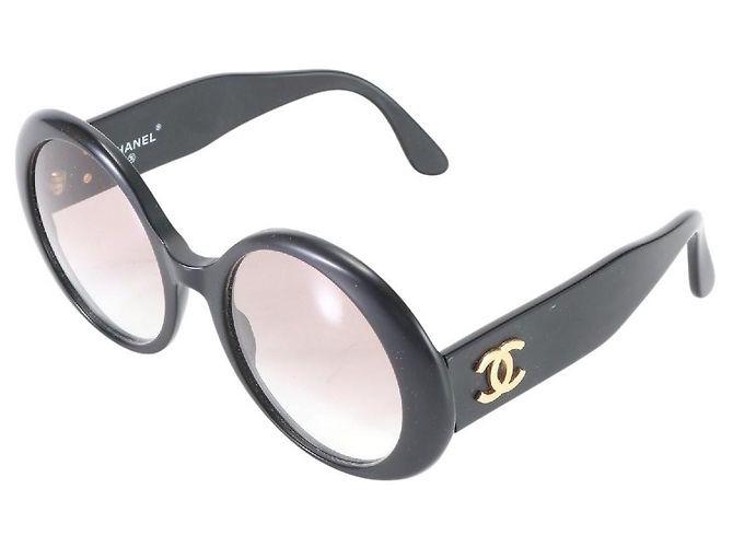 Gafas de sol Chanel Ovaladas Negras con logo CC dorado 0014 Negro - vista 3