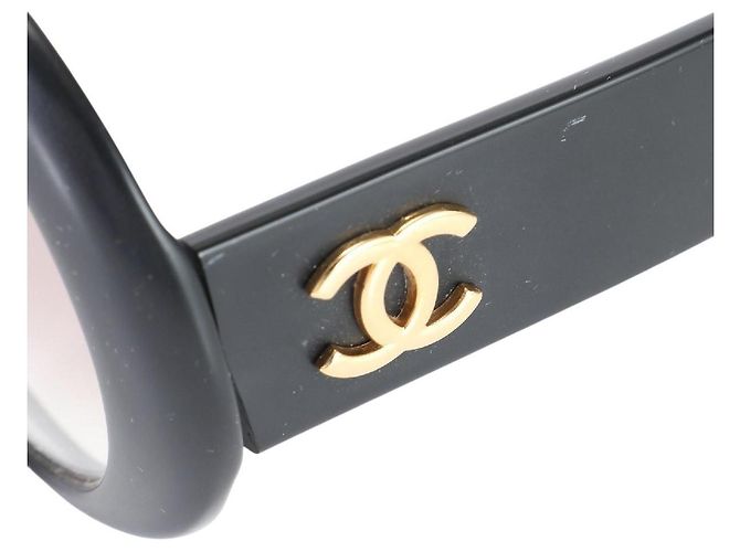 Gafas de sol Chanel Ovaladas Negras con logo CC dorado 0014 Negro - vista 4