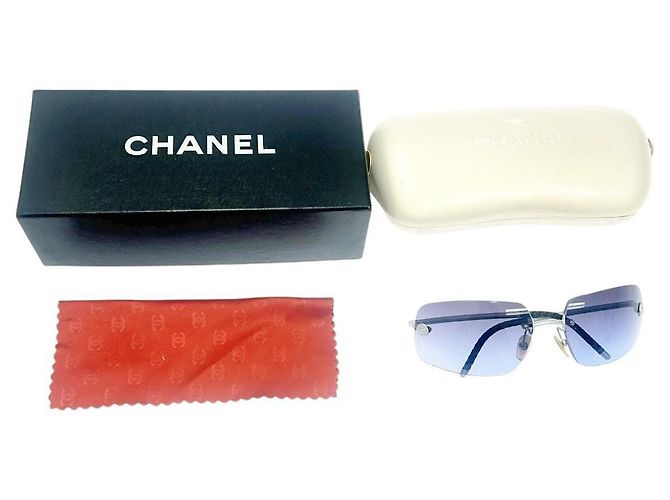 Occhiali da sole Chanel senza montatura viola blu argento 4035 Porpora - vista 10