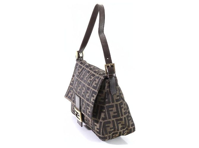 Borsa a spalla Mamma Baguette Fendi Zucca marrone oro D'oro - vista 3