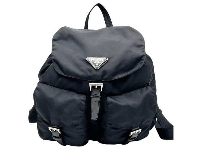 Zaino Prada Sport in nylon nero con logo Blu - vista 2