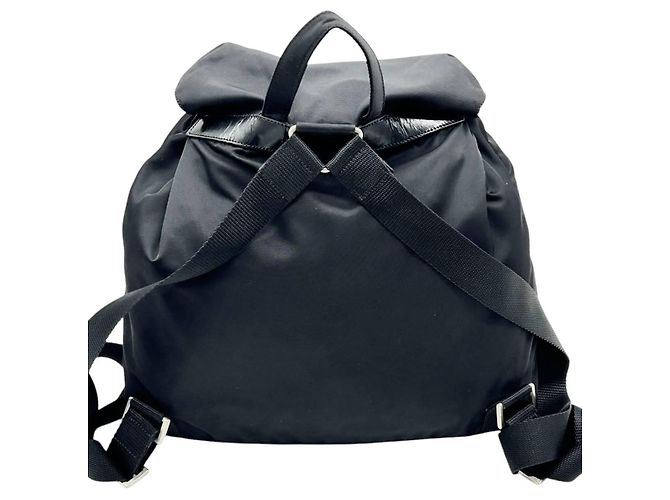 Zaino Prada Sport in nylon nero con logo Blu - vista 3