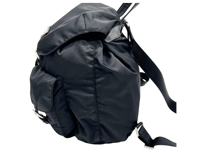 Zaino Prada Sport in nylon nero con logo Blu - vista 4