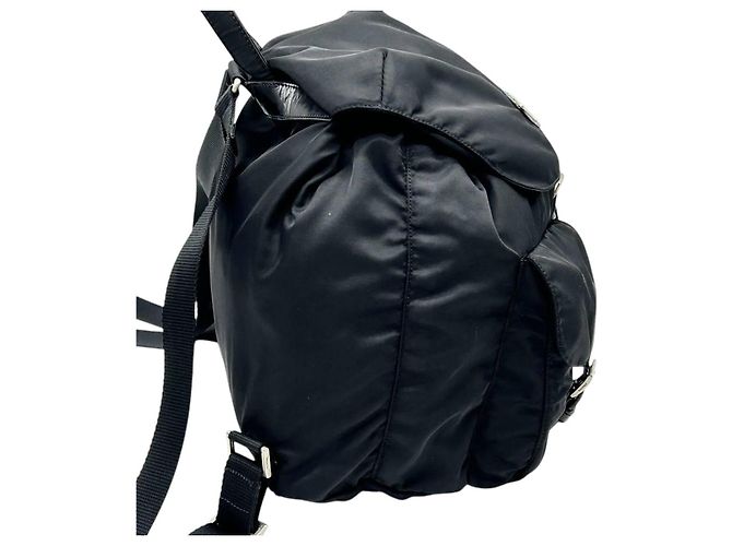Zaino Prada Sport in nylon nero con logo Blu - vista 5