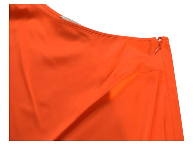 Stella Mc Cartney Vestido mini Stella McCartney laranja em viscose de um ombro - vista 6