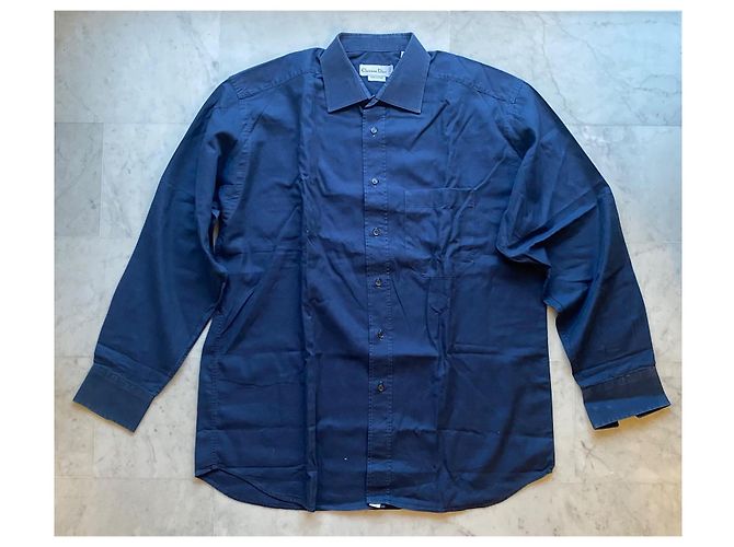 Camicia Christian Dior in cotone blu navy - vista 2