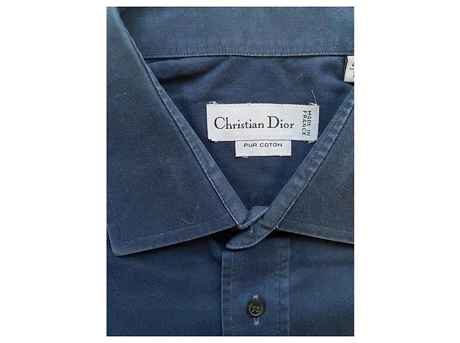 Camicia Christian Dior in cotone blu navy - vista 3