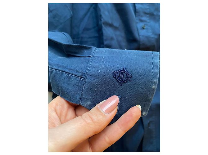 Camicia Christian Dior in cotone blu navy - vista 5