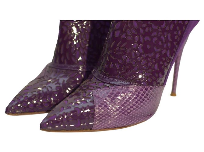 Chloé Stivaletti a punta in vernice, suede e serpente di Chloe, taglia 39,5 Porpora - vista 9