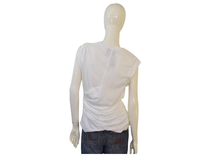 3.1 Phillip Lim Top senza maniche in cotone bianco drappeggiato S - vista 2