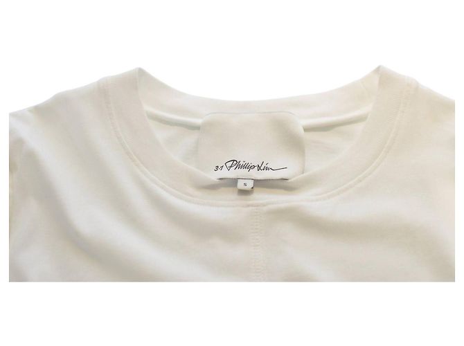 3.1 Phillip Lim Top senza maniche in cotone bianco drappeggiato S - vista 3
