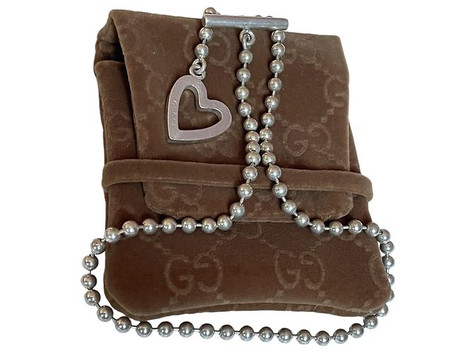 Colar de coração em prata esterlina com fecho de toggle Gucci Hardware prateado - vista 2