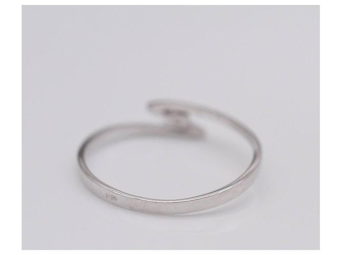 Autre Marque Solitärring aus Weißgold mit Diamantzentrum Silber - Ansicht 3