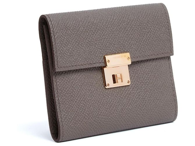Billetera de Cuero Etoupe Clic 10 de Hermès Dorado Gris pardo - vista 2