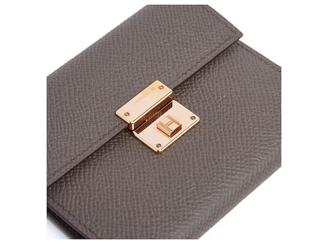 Billetera de Cuero Etoupe Clic 10 de Hermès Dorado Gris pardo - vista 5