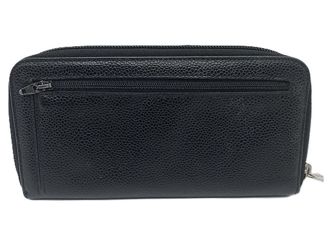 Portafoglio con zip in pelle di caviale Chanel nera Nero - vista 2