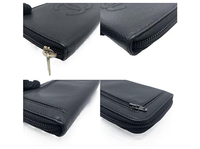 Portafoglio con zip in pelle di caviale Chanel nera Nero - vista 3