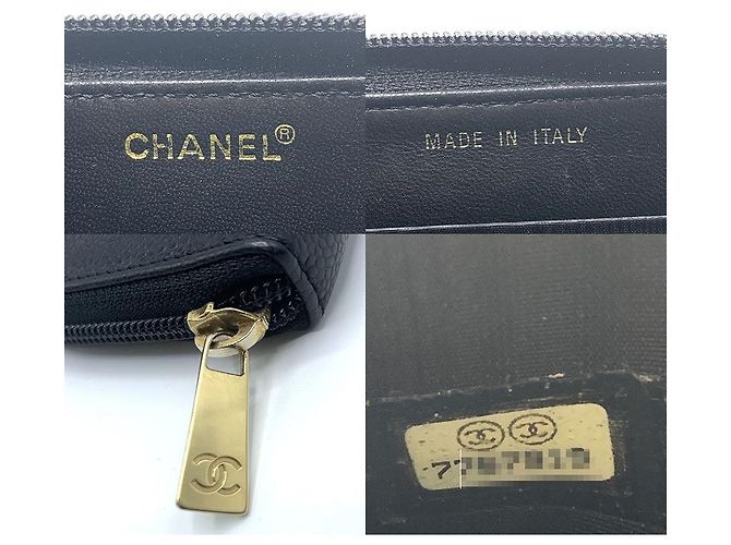 Portafoglio con zip in pelle di caviale Chanel nera Nero - vista 5