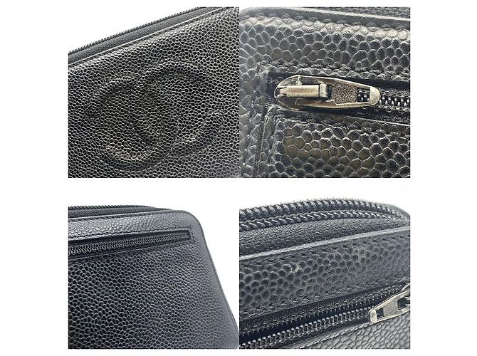Portafoglio con zip in pelle di caviale Chanel nera Nero - vista 6
