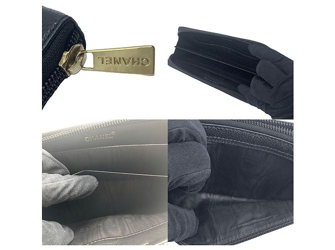Portafoglio con zip in pelle di caviale Chanel nera Nero - vista 7