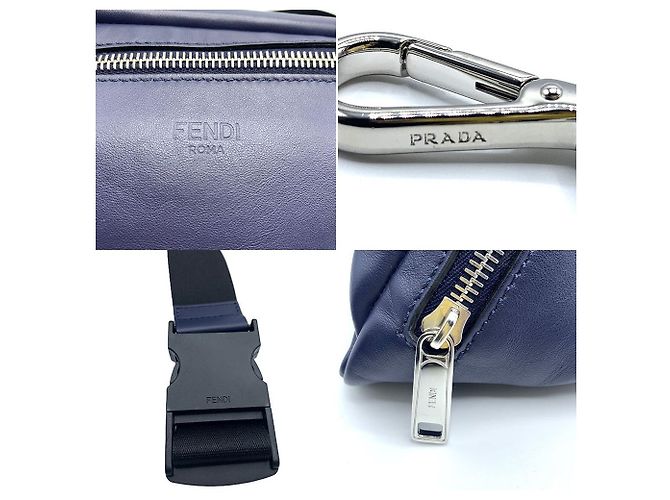 Borsa in pelle Fendi Bugs Eye blu navy - vista 6