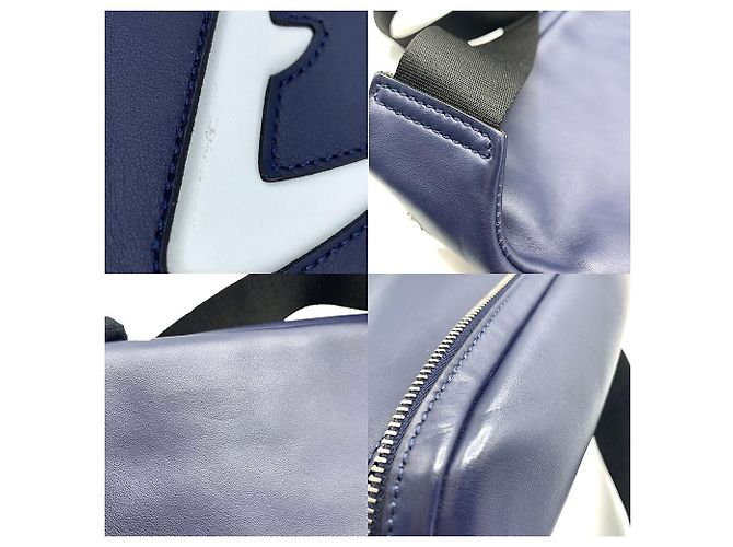 Borsa in pelle Fendi Bugs Eye blu navy - vista 7