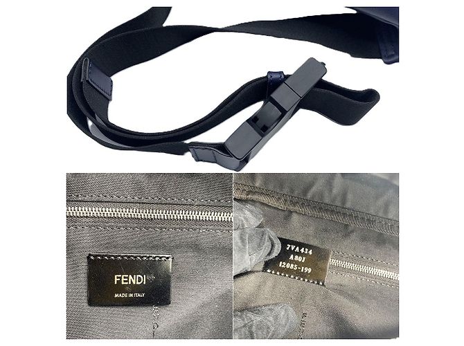 Borsa in pelle Fendi Bugs Eye blu navy - vista 8