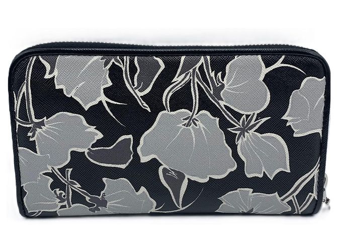 Portafoglio con zip Prada Saffiano Print 1ML506 Nero - vista 2