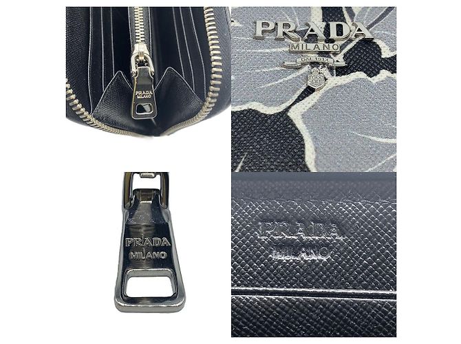 Portafoglio con zip Prada Saffiano Print 1ML506 Nero - vista 6