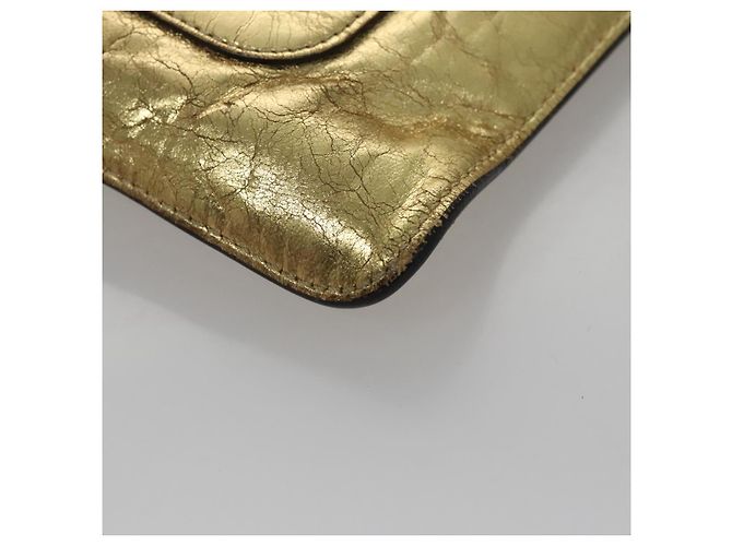 CHANEL Clutch Tasche aus Leder Gold CC Auth 107504 Golden - Ansicht 11