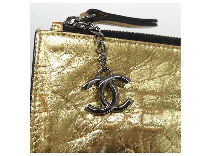 CHANEL Clutch Tasche aus Leder Gold CC Auth 107504 Golden - Ansicht 12