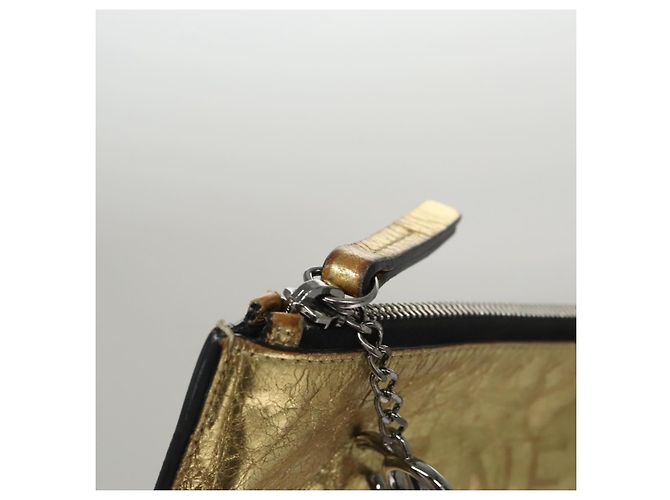 CHANEL Clutch Tasche aus Leder Gold CC Auth 107504 Golden - Ansicht 13