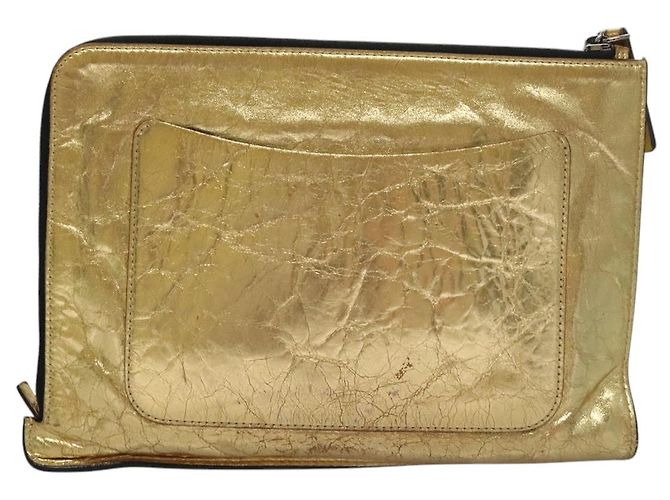 CHANEL Clutch Tasche aus Leder Gold CC Auth 107504 Golden - Ansicht 3