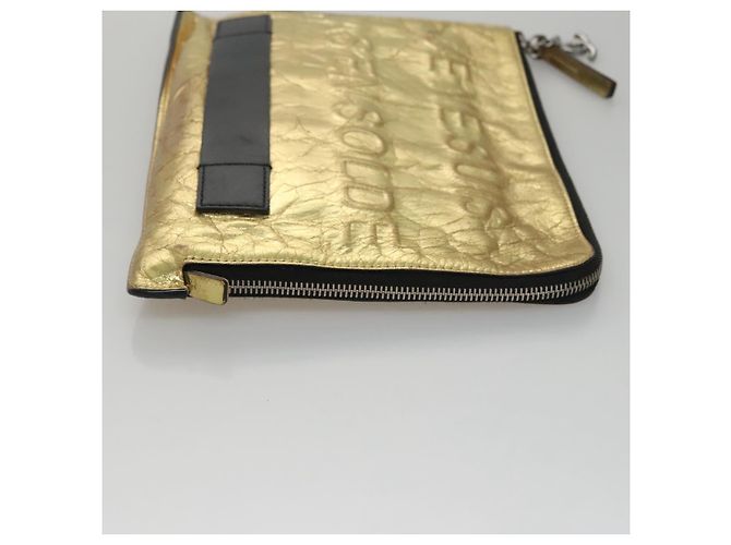 CHANEL Clutch Tasche aus Leder Gold CC Auth 107504 Golden - Ansicht 4
