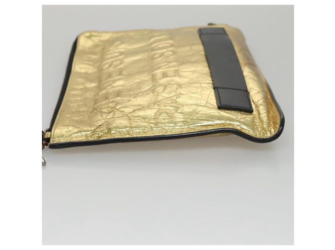 CHANEL Clutch Tasche aus Leder Gold CC Auth 107504 Golden - Ansicht 5