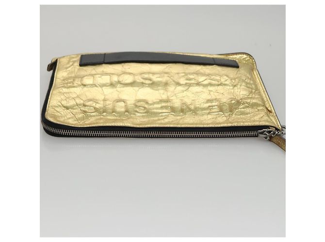 CHANEL Clutch Tasche aus Leder Gold CC Auth 107504 Golden - Ansicht 6