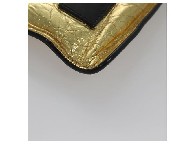 CHANEL Clutch Tasche aus Leder Gold CC Auth 107504 Golden - Ansicht 8