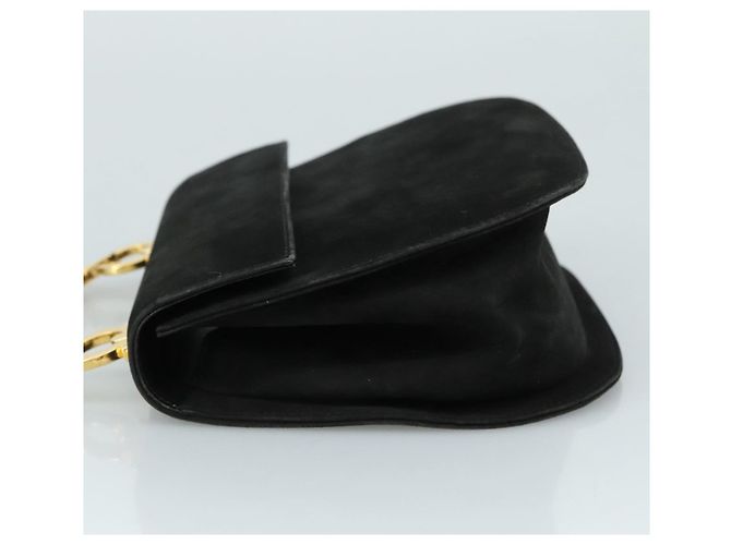 Borsa a Spalla Gancini in Camoscio Nero e Oro Salvatore Ferragamo Auth bs20936 D'oro - vista 5