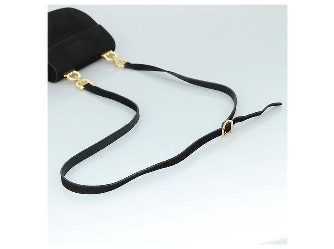 Borsa a Spalla Gancini in Camoscio Nero e Oro Salvatore Ferragamo Auth bs20936 D'oro - vista 7