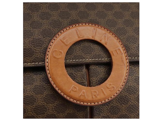 Céline Borsa a spalla in tela Macadam CELINE in pelle PVC marrone oro Auth yk16587 D'oro - vista 14