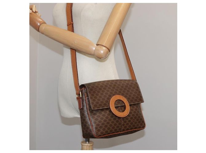 Céline Borsa a spalla in tela Macadam CELINE in pelle PVC marrone oro Auth yk16587 D'oro - vista 23