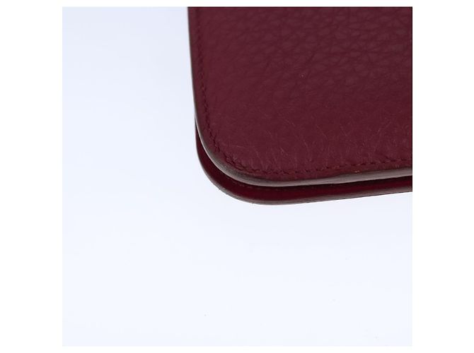 Hermès HERMES Cartera Dogon GM Cuero Rojo Plata Auth kk428 Roja - vista 10