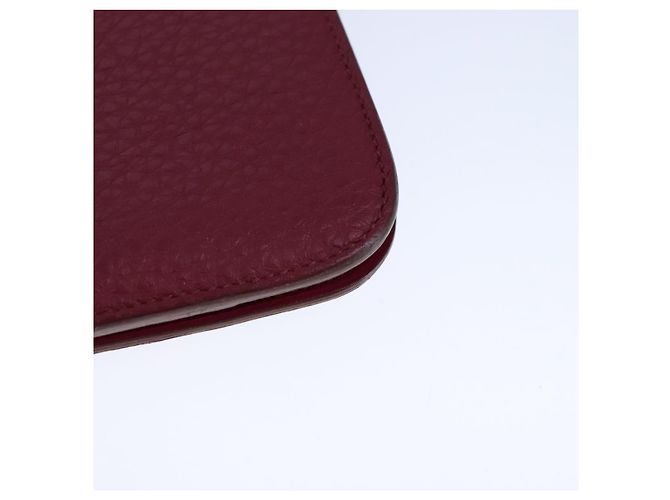 Hermès HERMES Cartera Dogon GM Cuero Rojo Plata Auth kk428 Roja - vista 11