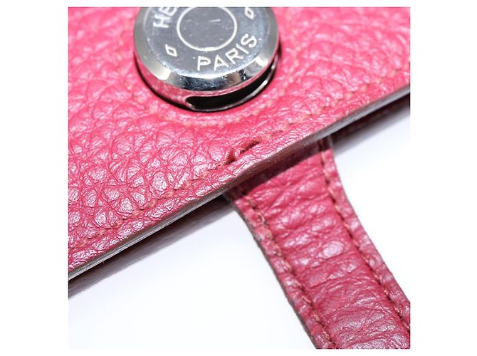Hermès HERMES Cartera Dogon GM Cuero Rojo Plata Auth kk428 Roja - vista 13
