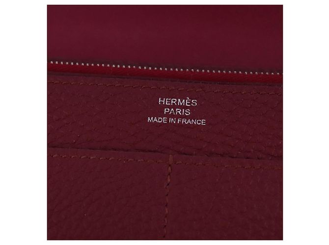 Hermès HERMES Cartera Dogon GM Cuero Rojo Plata Auth kk428 Roja - vista 15