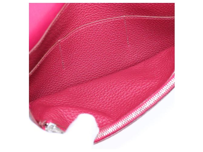 Hermès HERMES Cartera Dogon GM Cuero Rojo Plata Auth kk428 Roja - vista 17