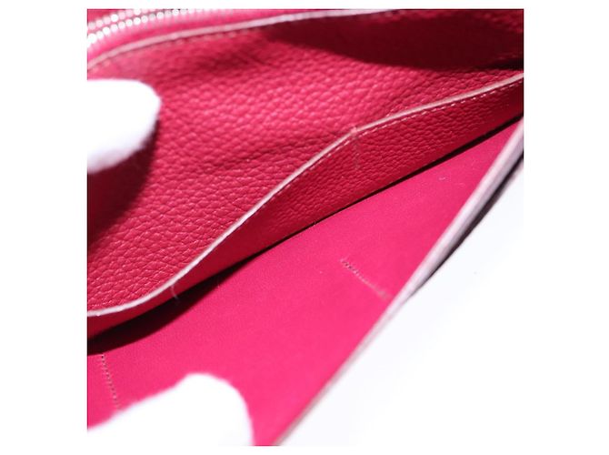 Hermès HERMES Cartera Dogon GM Cuero Rojo Plata Auth kk428 Roja - vista 21