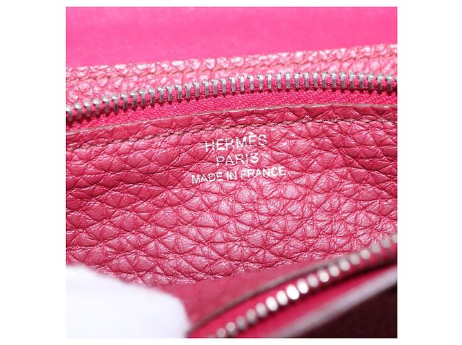 Hermès HERMES Cartera Dogon GM Cuero Rojo Plata Auth kk428 Roja - vista 22